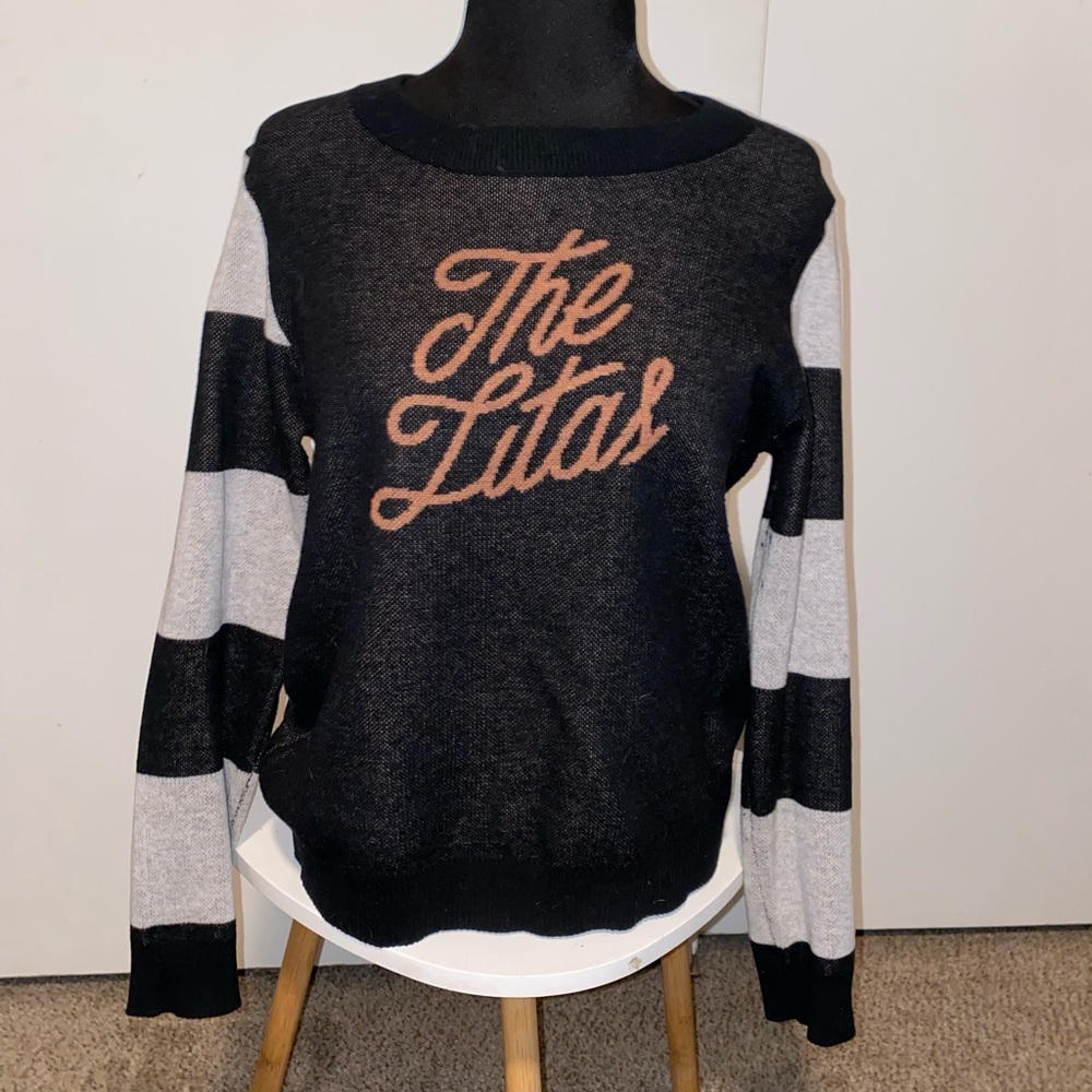 Hell Babes for The Litas- Black and Gray Striped Women's Sweater oversized